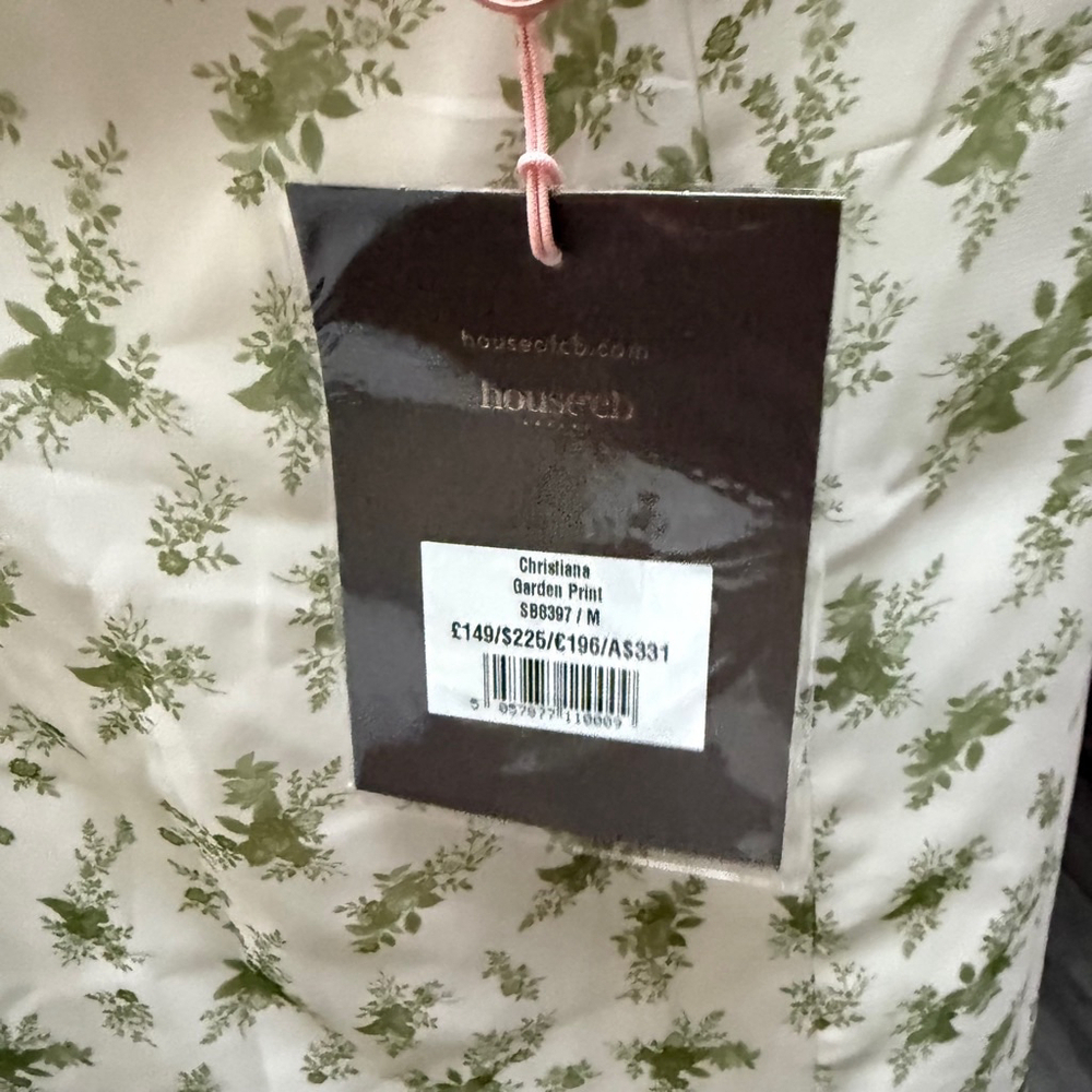 New House of CB Christina Garden Print Dress, Size M, White & Green $225 MSRP - Picture 10 of 11